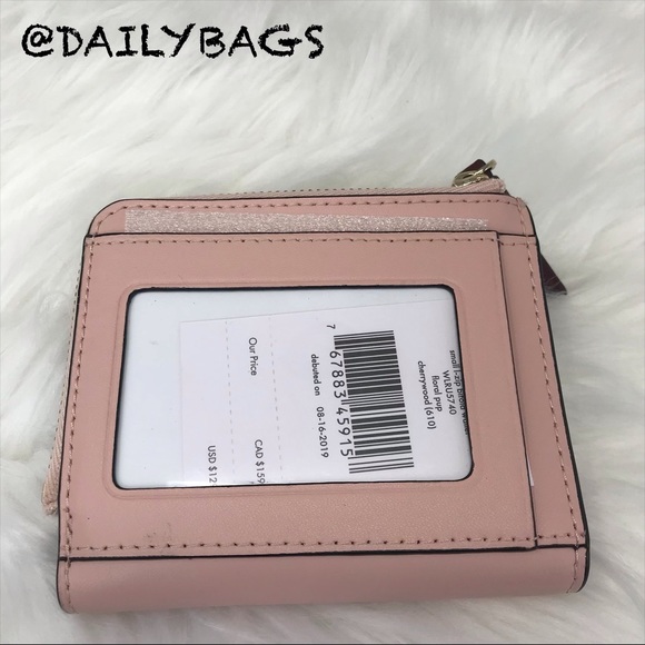 KATE SPADE SMALL L-ZIP BIFOLD WALLET PUP DOG CHRY - Picture 2 of 7